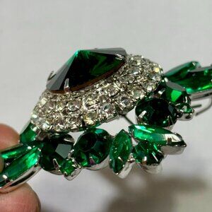 Vintage Estate Juliana D & E Brooch  Emerald Green Rivioli Medallion Pin|Pendant